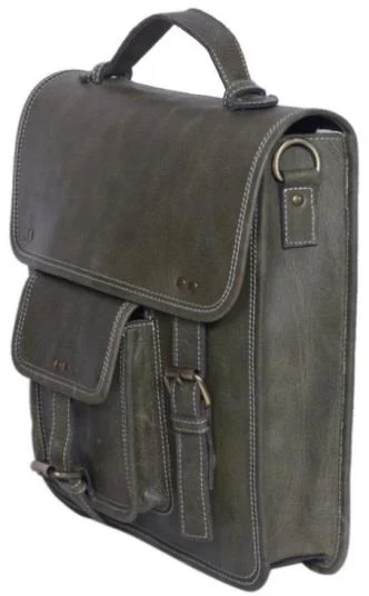 Olive Green leather laptop sleeve — style WC-0032