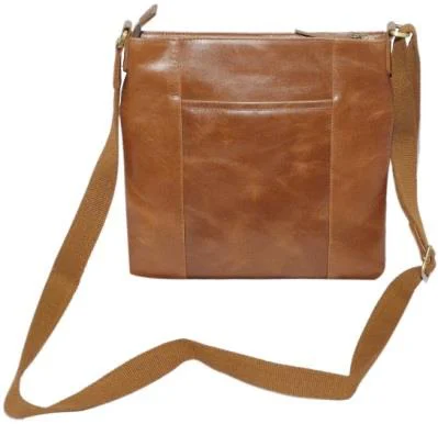 Tan leather laptop sleeve — style WC-0046