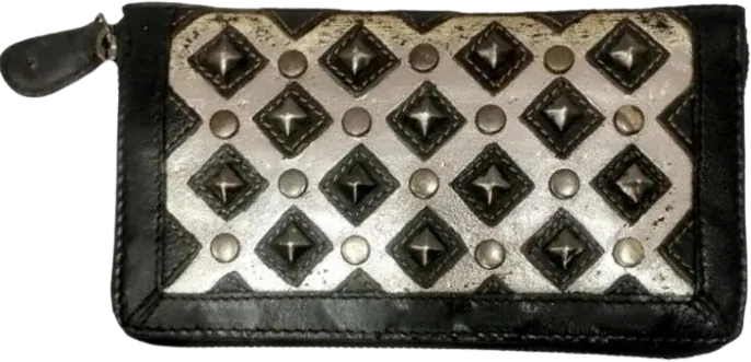 Black / Silver leather card wallet — style WC-0056