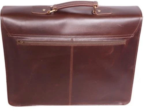 Dark Brown leather laptop messenger — style WC-0061