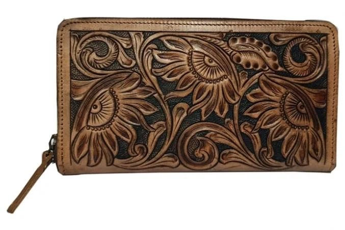Tan leather card wallet — style WC-0078