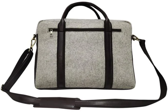 Grey/Black leather laptop messenger — style WC-0104