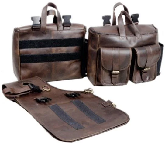 Brown leather weekender duffel — style WC-0108